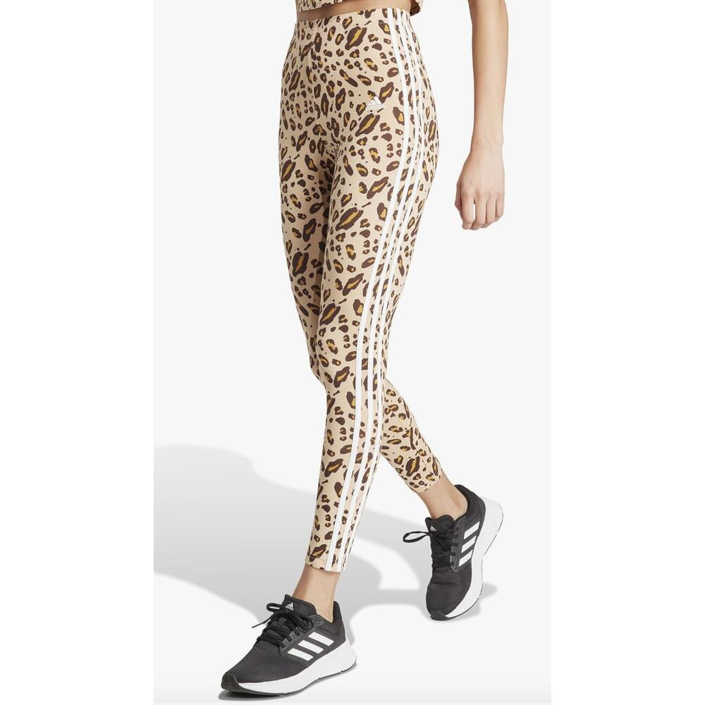 NWT Adidas Essentials 3-Stripes Animal Printed Leggings, XS
